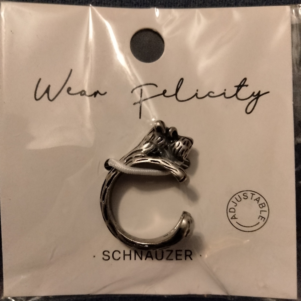 3 for💲25🌟schnauzer dog adjustable ring silver-tone